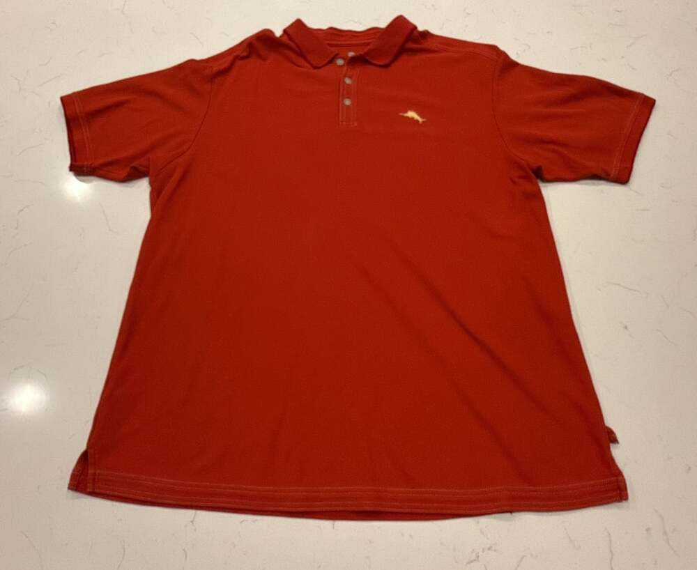 Tommy Bahama Polo Shirt Size XL Red Supima Cotton Marlin Logo